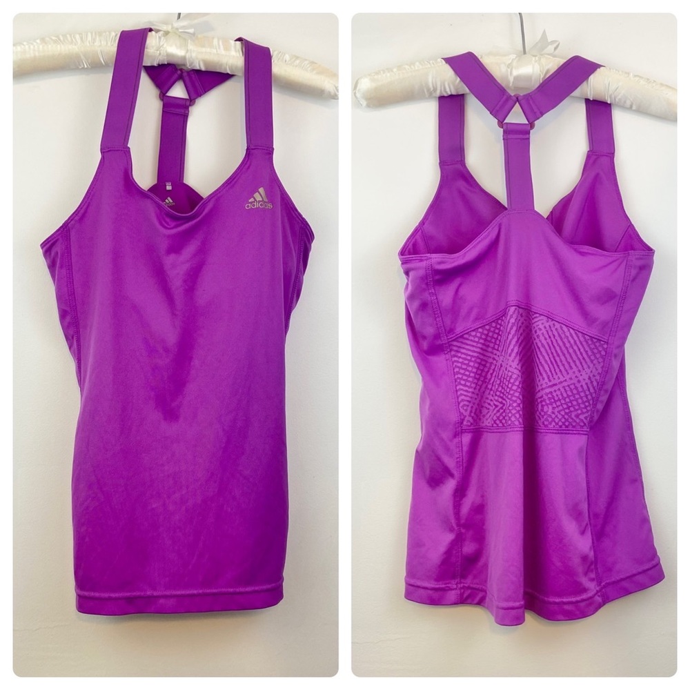 Adidas Athletic Top T Back Shelf Bra Magenta Medium